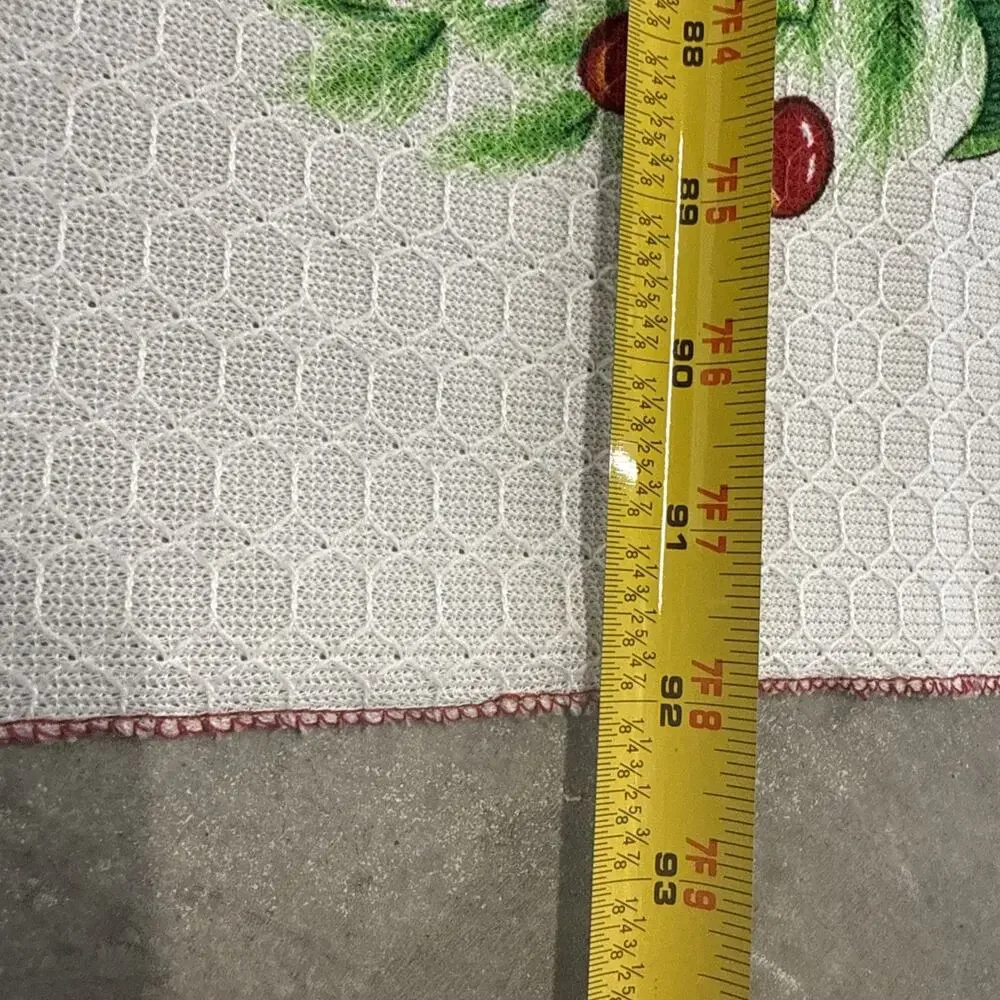 Vintage 80s Christmas Tablecloth Oval Oblong Poinsettia Candles Large
